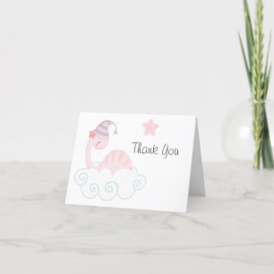 Adorable Pink Dinosaur Thank You Card