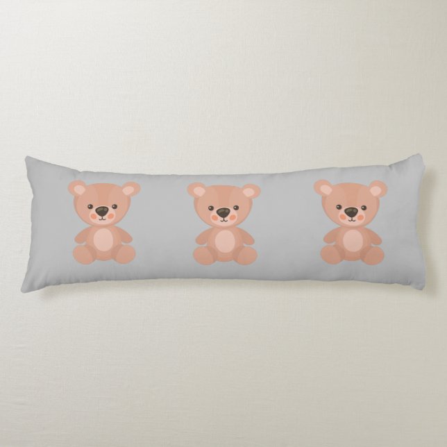 Adorable pink doll grey kids body pillow (Front)