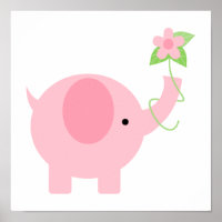 Adorable Pink Elephant with Flowers