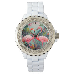 Adorable Pink Flamingo Rhinestone Women's Watch