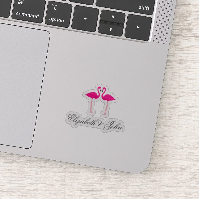Adorable Pink Flamingos  In Love - Personalized (Detail)