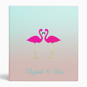 Adorable Pink Flamingos In Love-Personalized Binder
