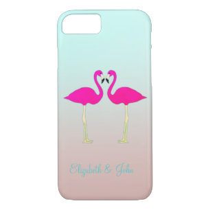 Adorable Pink Flamingos In Love-Personalized iPhone 8/7 Case