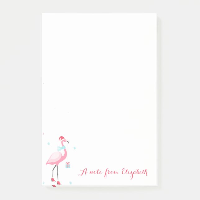 Adorable Pink Flamingos Present Snowflakes Post-it Notes (Front)