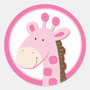 Adorable Pink Giraffe Envelope Seals or Toppers