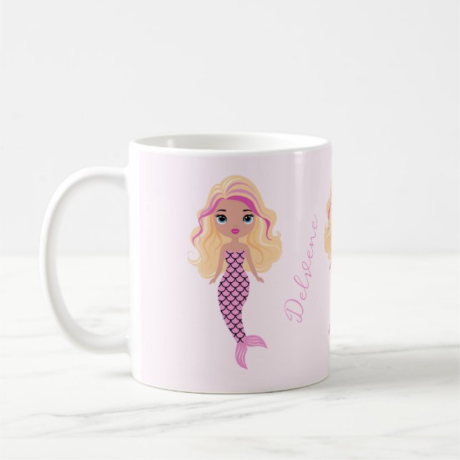 Adorable Pink Mermaid Coffee Mug (Left)