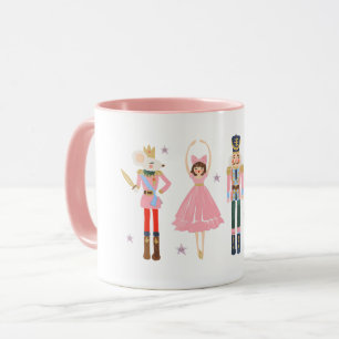 Adorable Pink Nutcracker Scene Christmas Holiday Mug