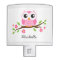 Adorable pink owl on branch personalized name