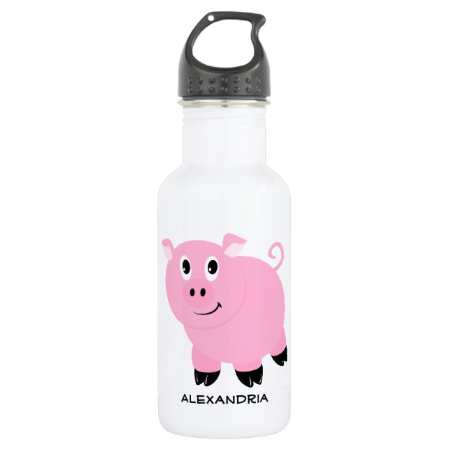 Adorable Pink Pig Personalized Cartoon Piggy 532 Ml Water Bottle (Front)