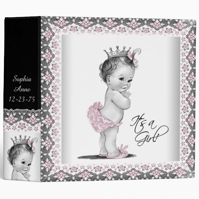 Adorable Pink Princess Baby Binder (Front/Spine)