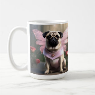Adorable Pink Pug Fairy, Coffee Mug
