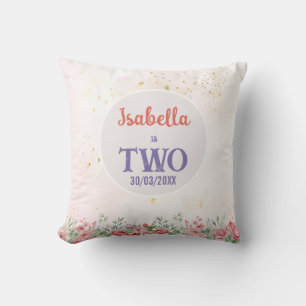 Adorable Pink & Purple Butterfly Birthday  Throw Pillow