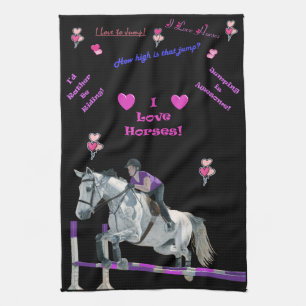 Adorable Pink & Purple Themed Horse American MoJo Kitchen Towel