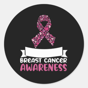 Adorable Pink Ribbon Breast Cancer Awareness Women Classic Round Sticker