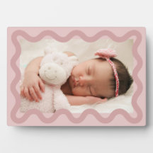 Adorable Pink Squiggly Photo Plaque