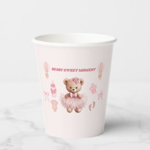 ADORABLE PINK TUTU 8 OZ. BEAR GIRL BABY SHOWER PAPER CUPS