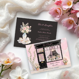 Adorable Pink Vintage Tea Party Bridal Shower Invitation