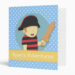 Adorable Pirate Boy in Red & Black Stripes Top Binder