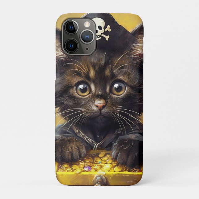  Adorable Pirate Kitten with Golden Treasure Case-Mate iPhone Case (Back)