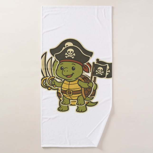 Adorable Pirate Turtle Classic T-Shirt Bath Towel (Bath Towel)
