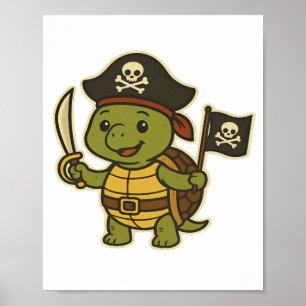 Adorable Pirate Turtle Classic T-Shirt Poster
