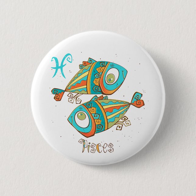 Adorable Pisces Fish 2 Inch Round Button (Front)