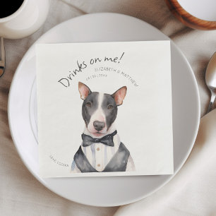 Adorable Pitbull Waiter Watercolor Customizable Napkin