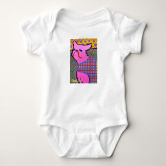 Adorable Plaid-coat Frenchie baby over-all Bodysuit