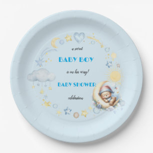Adorable Plates for  Baby Boy Shower