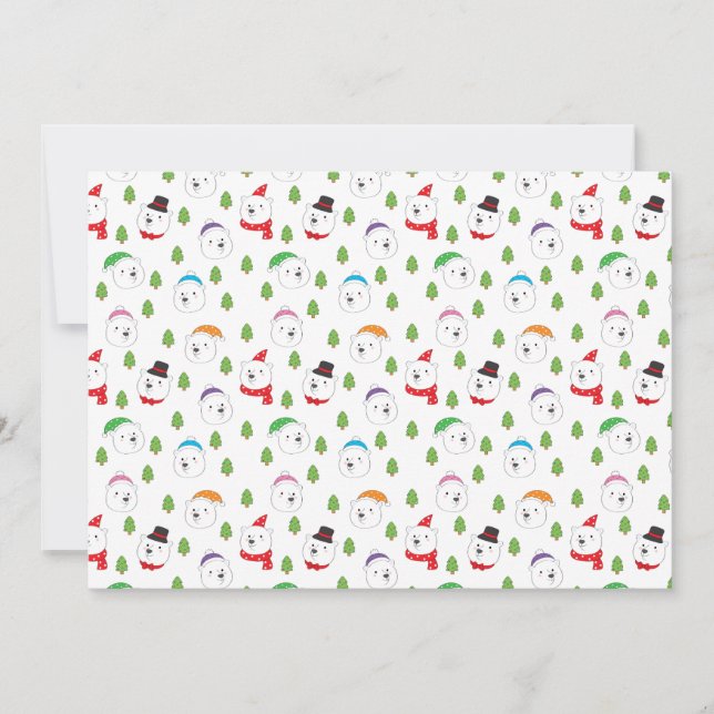 Adorable Polar Bear Head Christmas Holiday Card (Front)
