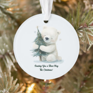 Adorable Polar Bear Hugging Christmas Tree, Cute  Ornament