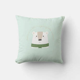 Adorable Polar Bear Illustration Throw Pillow