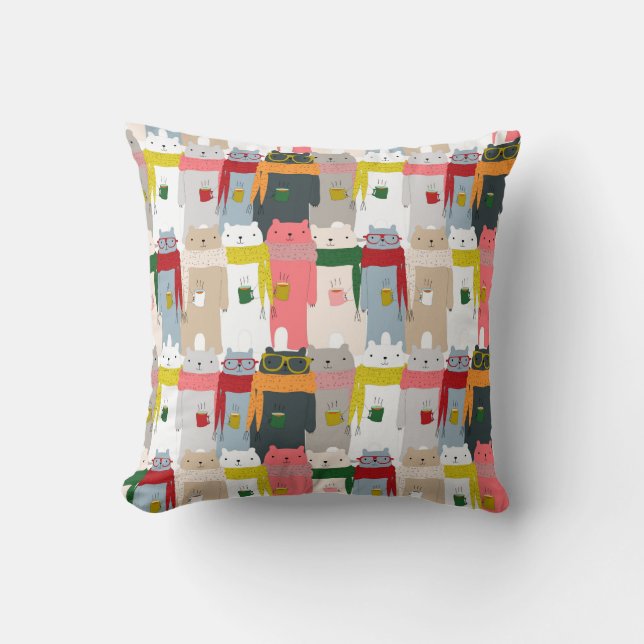 Adorable Polar Bears Throw Pillow (Front)