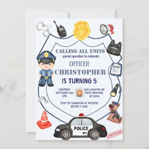 Adorable Police officer birthday Invitation