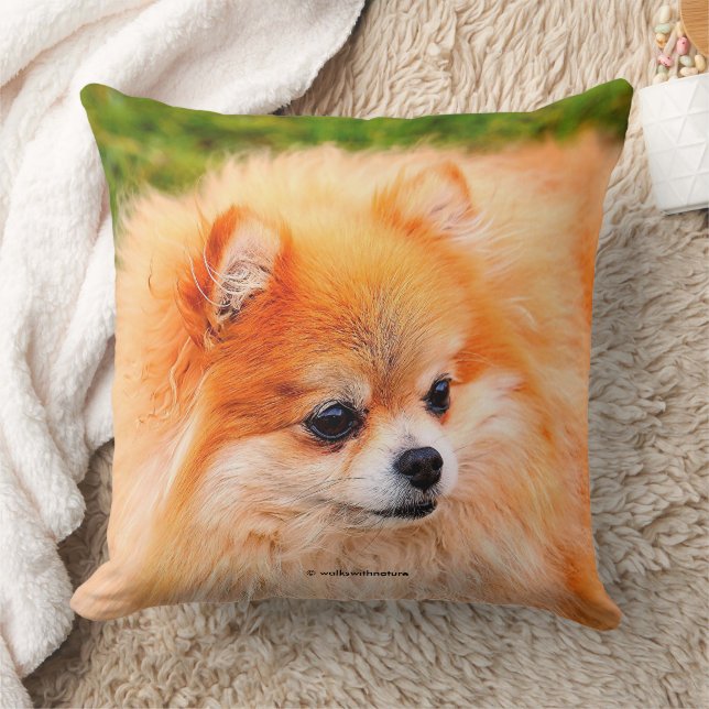 Adorable Pomeranian Dog Throw Pillow (Blanket)