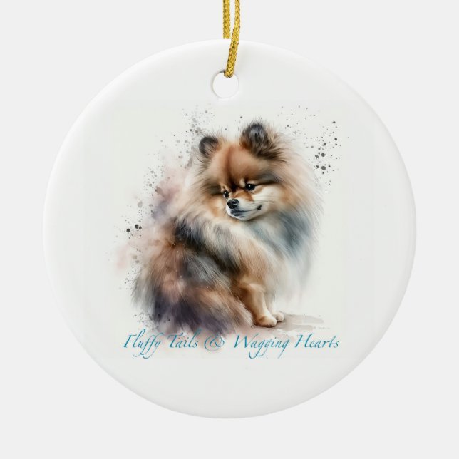 Adorable Pomeranian ornament (Front)
