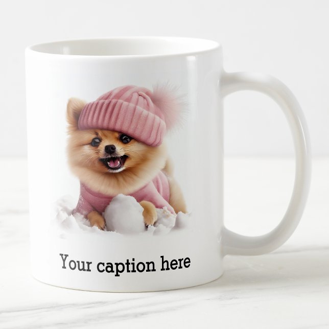 Adorable Pomeranian Winter Playtime Coffee Mug (Creator Uploaded)