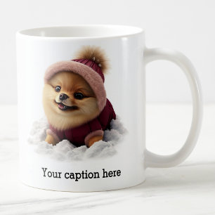 Adorable Pomeranian Winter Playtime Coffee Mug