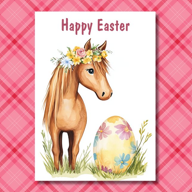 Adorable Pony - Floral Horse Easter Holiday Card (Front - Adorable Pony - Floral Horse Easter Holiday Card)