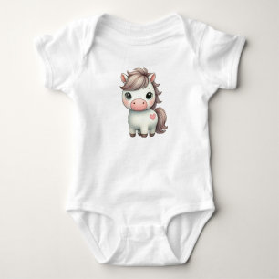 Adorable Pony with Heart Baby Bodysuit