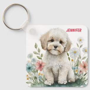 Adorable Poodle Puppy Dog Keychain