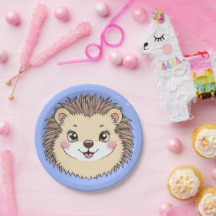 Adorable porcupine animal pet cartoon Birthday Paper Plate