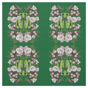 Adorable Praying Mantis And Mountain Laurel Fabric