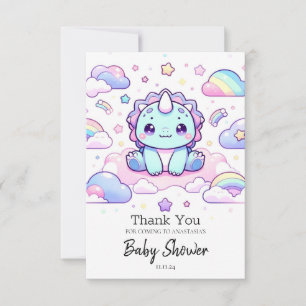 Adorable Prehistoric Dinosaur Baby Shower Thank You Card