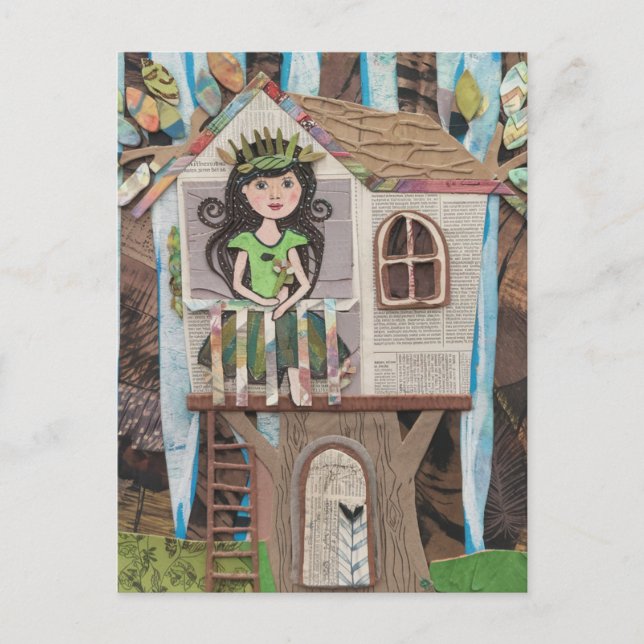 Adorable Princess in a Treehouse Postcard (Front)