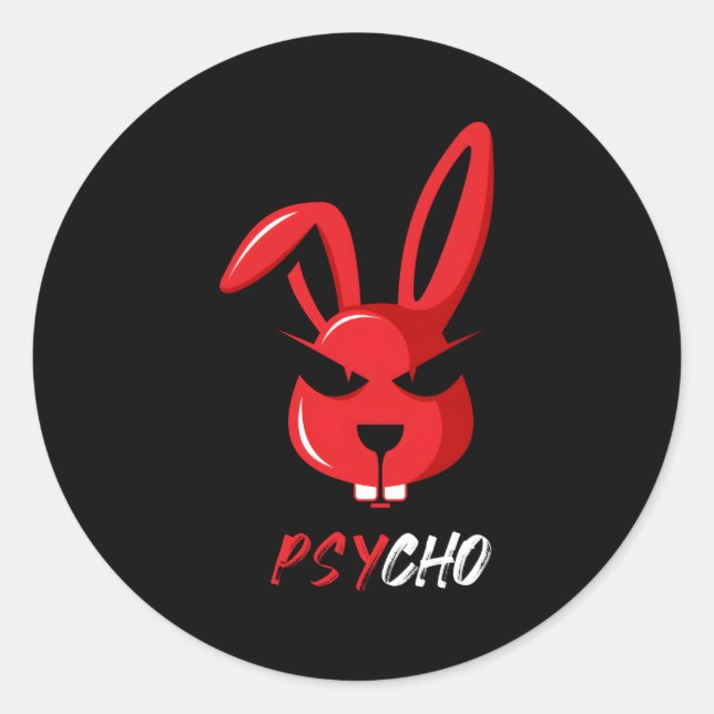 Adorable Psycho Weird Bunny Rabbit Classic Round Sticker (Front)