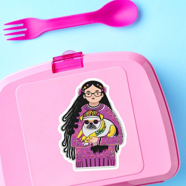 Adorable Pug and A Girl With Long Hair (Creator Uploaded)