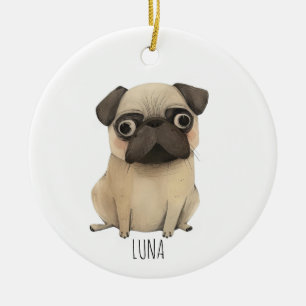 Adorable Pug Ceramic Ornament