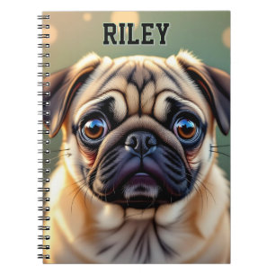 Adorable Pug Close up   Cute Dog Personalized Notebook