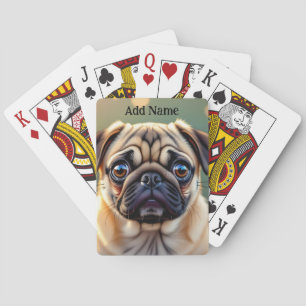 Adorable Pug Close up Cute Dog Personalized Playing Cards